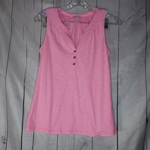 Lilly Pultizer Essie Pink Tank Top With Gold Buttons Size XS